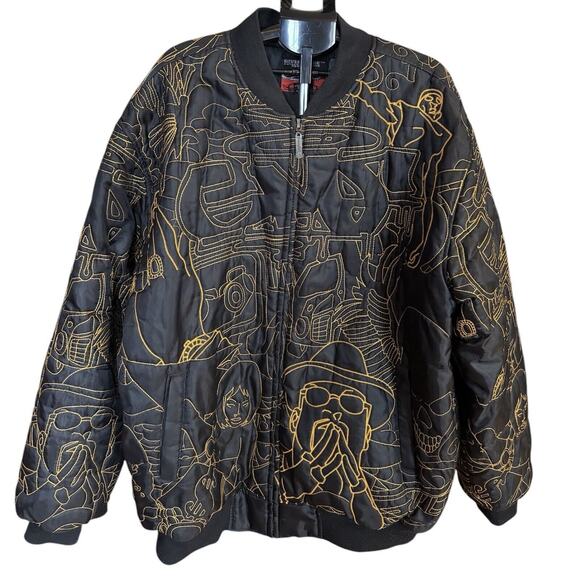 Give me face Other - Give Me Face Mens 3X Full Zip Embroidery Jacket Boho Jazz Art Modern Eclectic